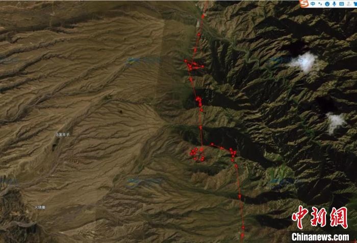 圖為雪豹故地重游來到放歸地的足跡?！?nèi)蒙古賀蘭山國家級自然保護(hù)區(qū)供圖