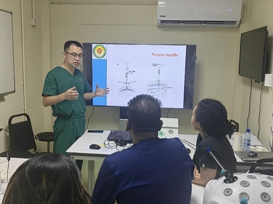 培訓(xùn)現(xiàn)場。第18期援圭亞那醫(yī)療隊(duì)供圖