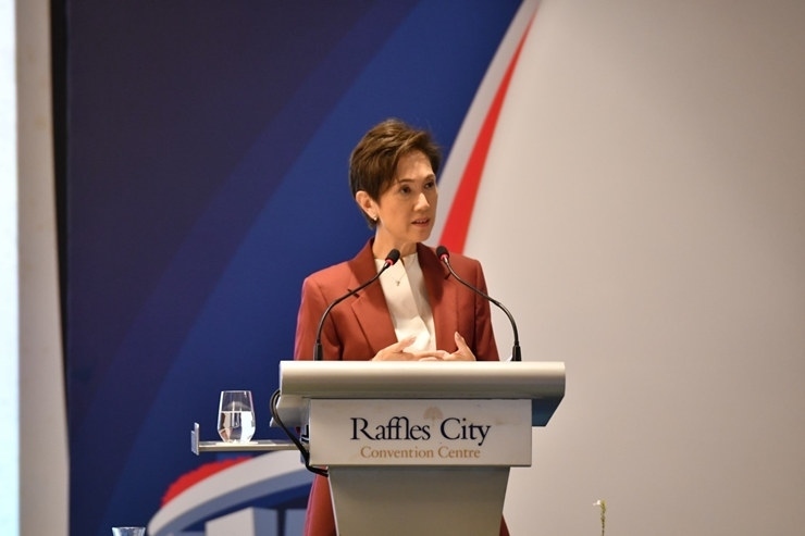 新加坡通訊及新聞部長兼內(nèi)政部第二部長楊莉明。新加坡南洋理工大學(xué)供圖