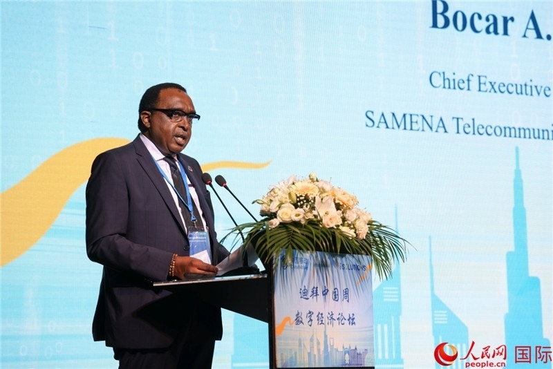 SAMENA電信協(xié)會首席執(zhí)行官博卡爾致辭。人民網(wǎng)記者任皓宇攝