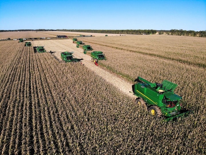 9月20日在位于黑龍江雙鴨山市友誼縣的北大荒農(nóng)業(yè)股份有限公司友誼分公司一地塊拍攝的秋收現(xiàn)場（無人機照片）。新華社記者 王松 攝
