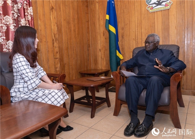 2023年9月14日，所羅門群島總理梅納西·索加瓦雷在首都霍尼亞拉接受人民網(wǎng)記者專訪。人民網(wǎng) 賀吉攝