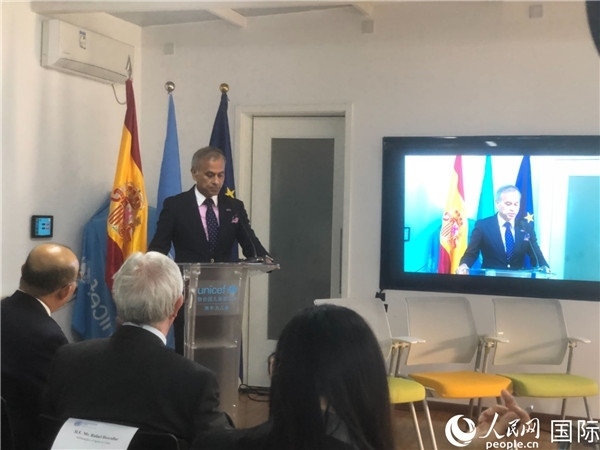 聯(lián)合國駐華協(xié)調(diào)員常啟德在研討會上致辭。 人民網(wǎng)記者 趙健攝