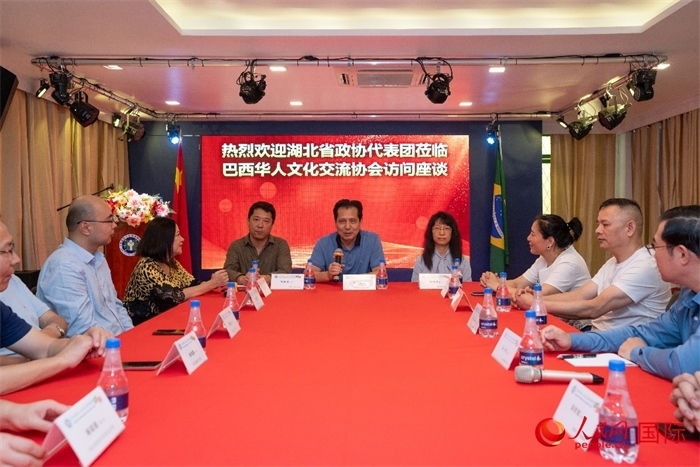 湖北省政協(xié)經(jīng)濟委員會主任王兆民（中）在座談會上致辭。 人民網(wǎng)記者 陳海琪攝