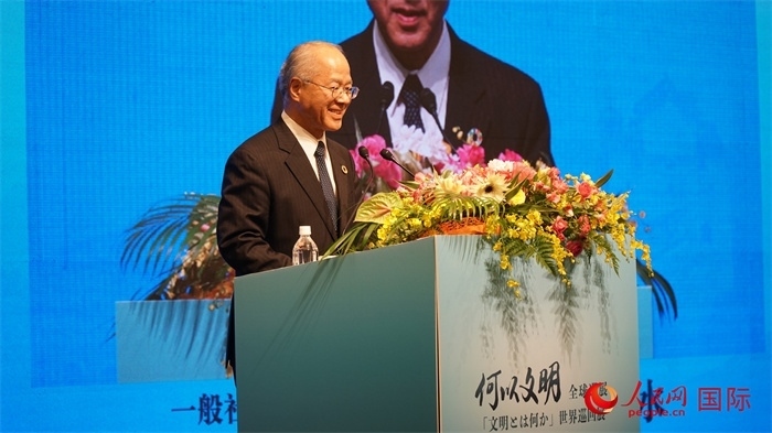 日本日中協會理事長瀨野清水致辭。人民網 蔣曉辰攝