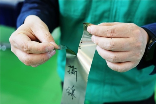 0.05毫米“手撕鎳”。 李羊攝