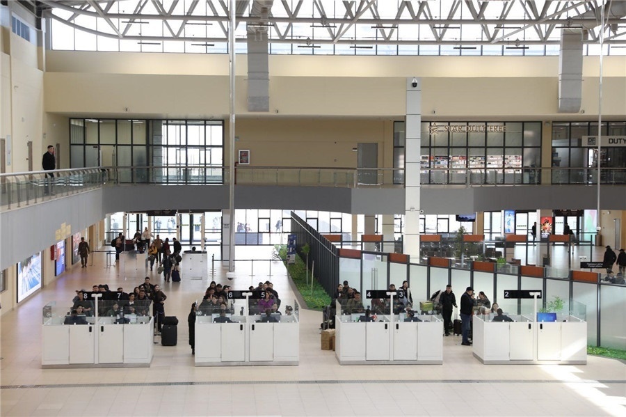 3月24日，扎門烏德口岸通關(guān)現(xiàn)場(chǎng)。駐蒙古使館供圖