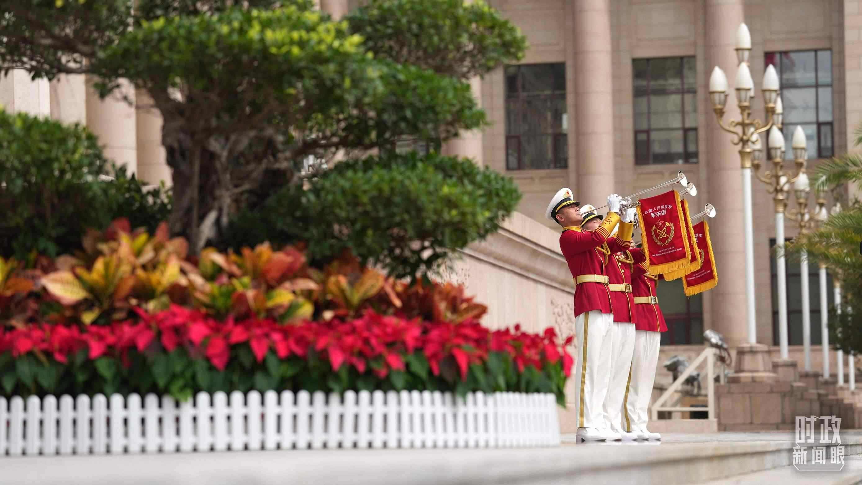 △歡迎儀式現(xiàn)場(chǎng)。（總臺(tái)國(guó)廣記者李晉拍攝）