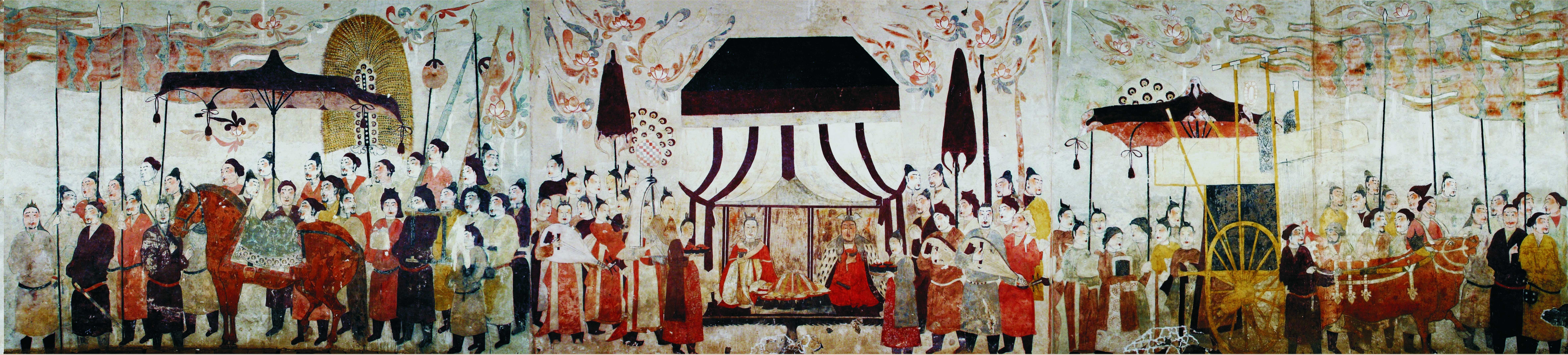 這是徐顯秀墓室壁畫展開圖。太原北齊壁畫博物館供圖