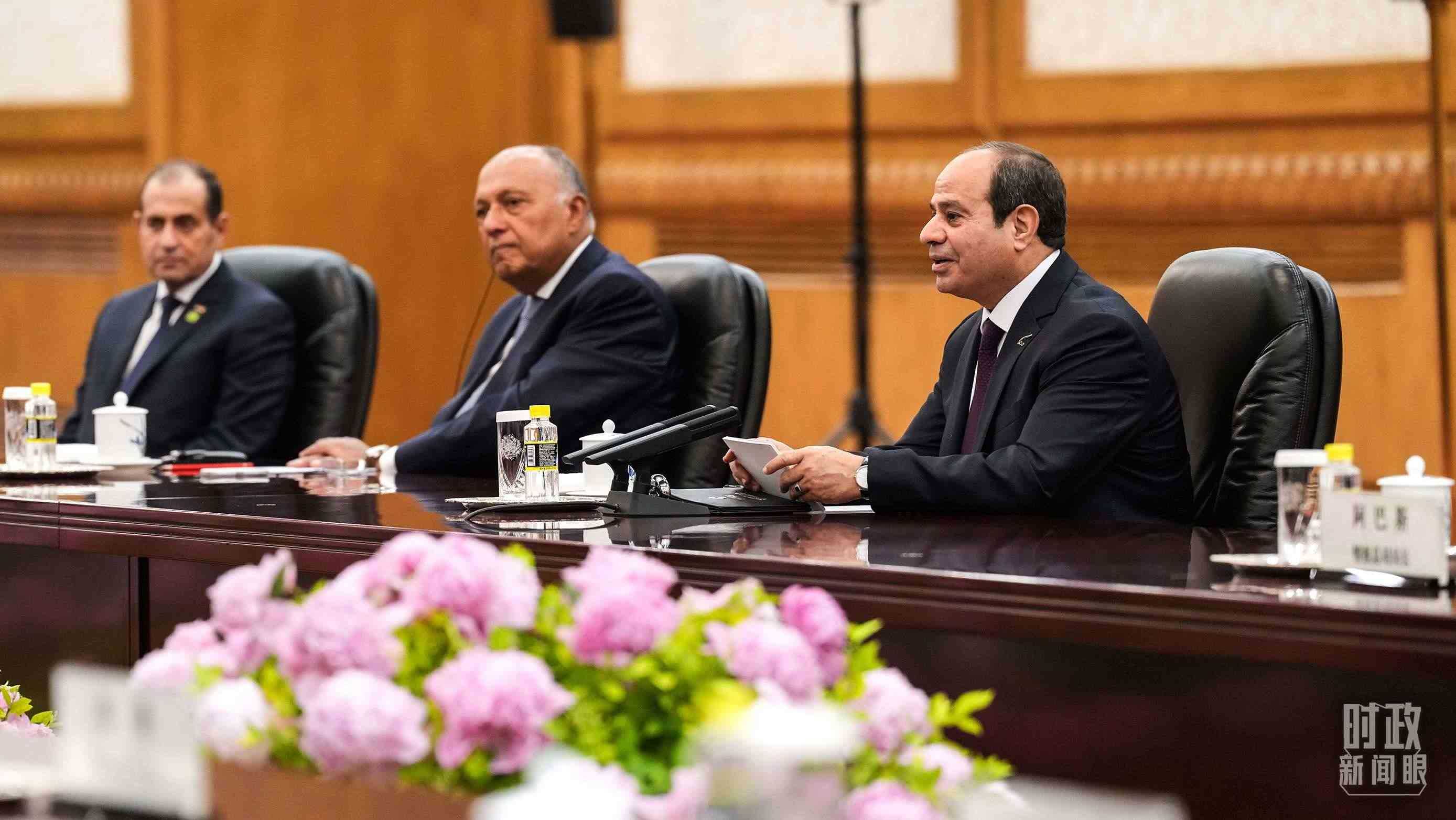 △會談中的塞西總統(tǒng)。（總臺國廣記者李晉拍攝）