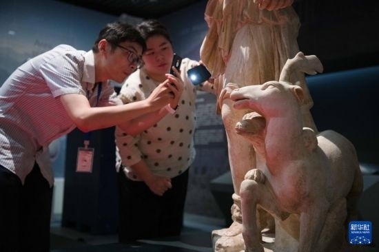 7月2日，安徽博物院工作人員在拍攝開箱后的古希臘文物。新華社記者 張端 攝