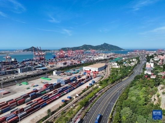 這是6月26日拍攝的中哈連云港物流合作基地（無人機照片）。新華社記者 季春鵬 攝