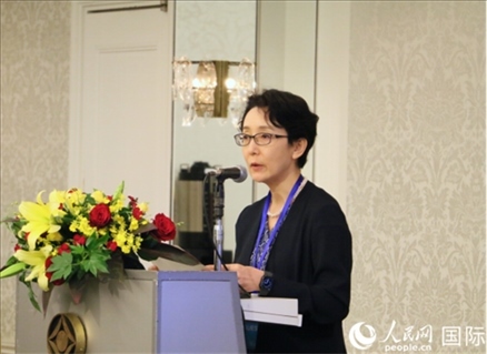 日本貿(mào)易振興機構(gòu)（JETRO）企劃部海外地區(qū)戰(zhàn)略主管日向裕彌致辭。人民網(wǎng) 許可攝