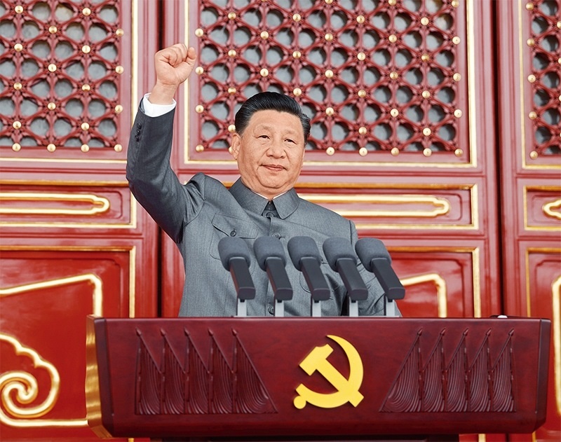 2021年7月1日，慶祝中國共產(chǎn)黨成立100周年大會在北京天安門廣場隆重舉行。中共中央總書記、國家主席、中央軍委主席習近平發(fā)表重要講話。 新華社記者 鞠鵬/攝