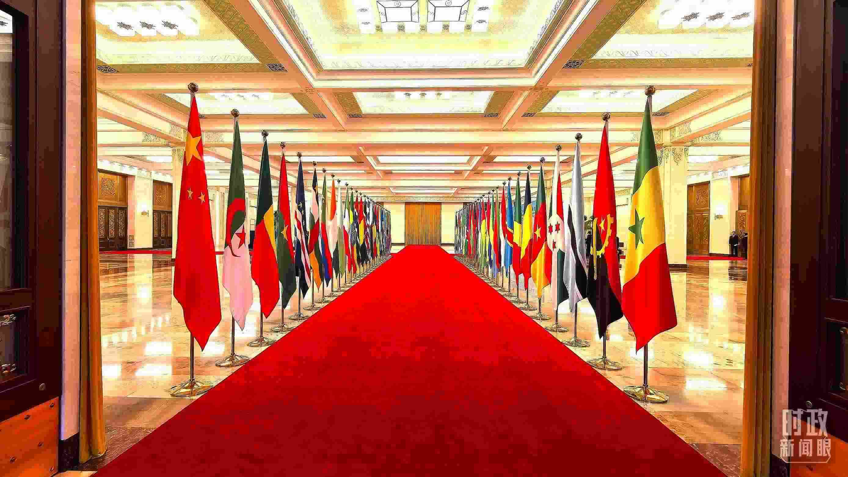  △人民大會堂內(nèi)的旗陣。（總臺央視記者馬超拍攝）