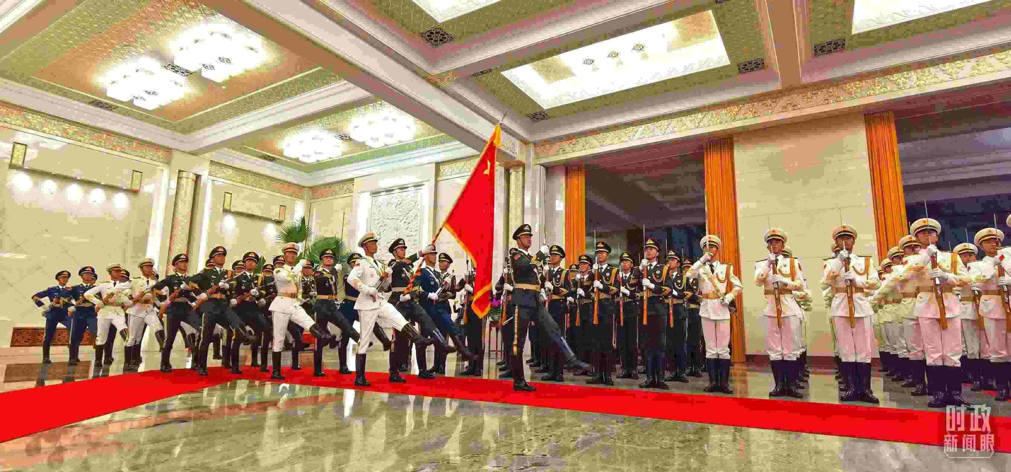 歡迎儀式上的儀仗隊(duì)。（總臺(tái)央視記者郭鴻拍攝）