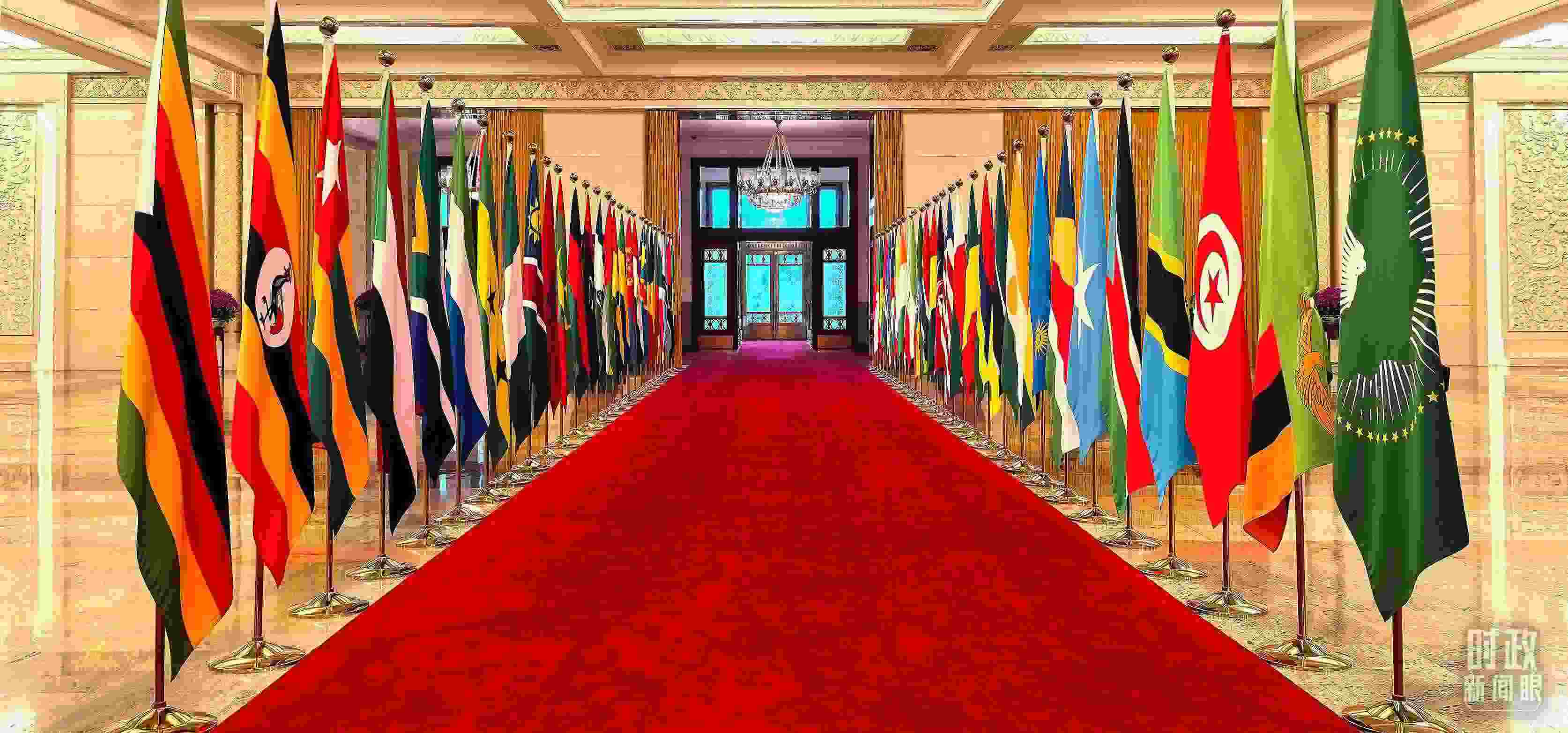 人民大會(huì)堂擺放的旗陣。（總臺(tái)央視記者馬超拍攝）