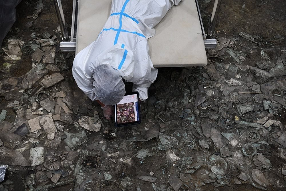 2022年6月28日，四川德陽，三星堆7號祭祀坑發(fā)掘現(xiàn)場。