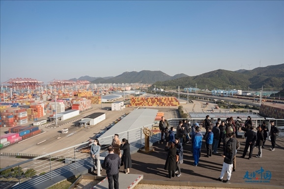 媒體團走進寧波舟山港北侖港區(qū)。環(huán)球網(wǎng)供圖