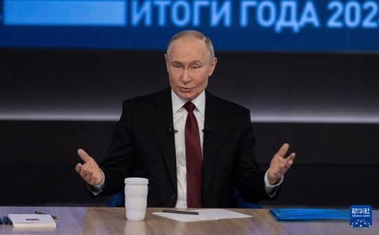 12月19日，在俄羅斯首都莫斯科，俄羅斯總統(tǒng)普京在“年度盤(pán)點(diǎn)”活動(dòng)上講話。新華社記者 白雪騏 攝