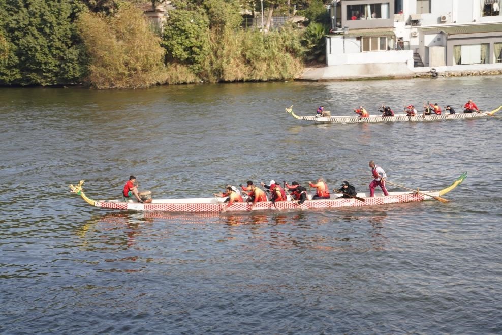 活動(dòng)現(xiàn)場(chǎng)龍舟競(jìng)技，共慶春節(jié)。開羅中國文化中心供圖