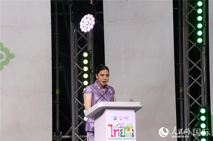 泰國(guó)旅游局局長(zhǎng)塔佩妮在開幕式上致辭。朱瀟逸攝