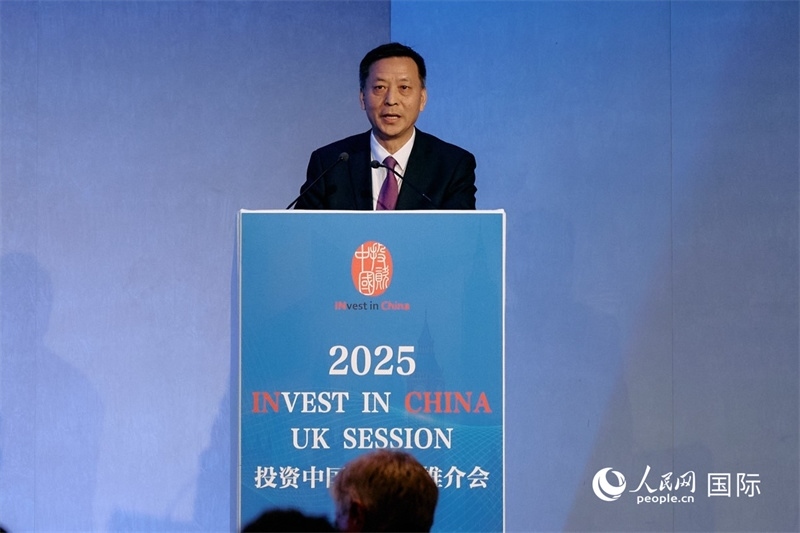中國(guó)駐英國(guó)大使館經(jīng)濟(jì)商務(wù)公使余本林發(fā)表致辭。楊浩鵬攝