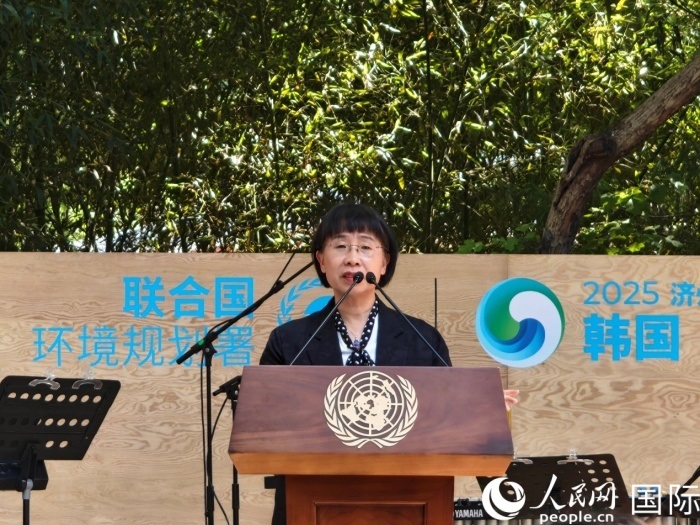 周?chē)?guó)梅致辭。人民網(wǎng)記者 李明攝